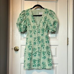 NWOT Sabo green floral cotton dress sz XS